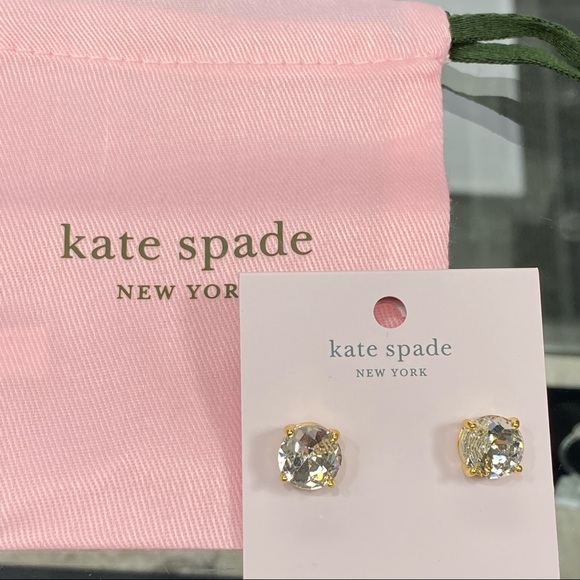 KATE SPADE NEW YORK CLEAR DIAMOND GUMDROP STUD EARRINGS - Picture 5 of 9